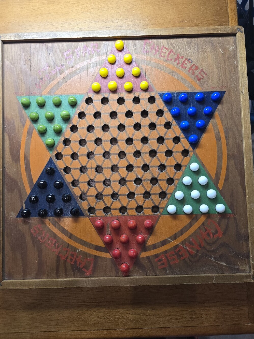 Vintage 1930s Wooden Chinese Checkers Board L.G. Ballard Mfg Co